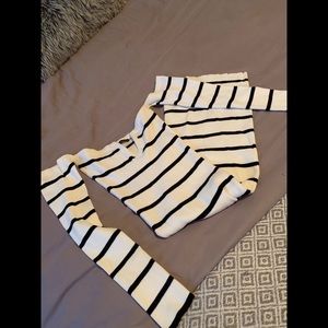 Hot & Delicious White and Black Striped Midi Dress
